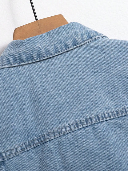 Men's denim jacket for spring and autumn. Blue denim coat. Daily casual wear. Fashion trend.