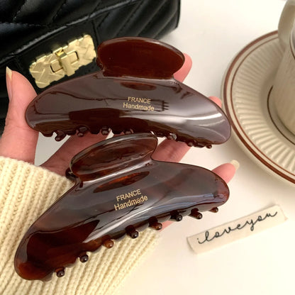 French Floral Hair Claw Temperament Caramel Shark Hair Clip Claw Large Polka Dot Grab Hair Accessory for Women