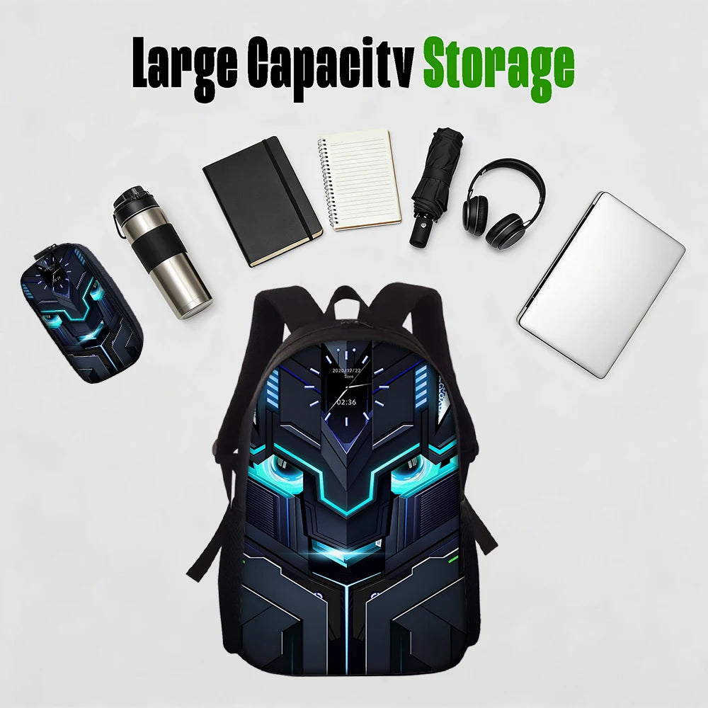 1/2/3/4/5PCS Robot Graphic Backpack Set | Ideal for Daily Travel