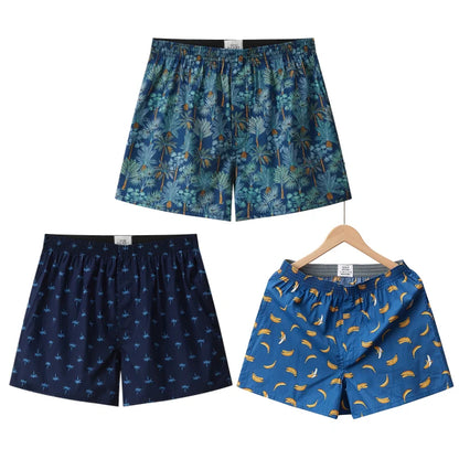 3PCS 100% Cotton Men's Boxer Briefs Men's Sports Shorts Home Comfort Casual Men's Panties Loose Soft Men's Underwear Aro Pants