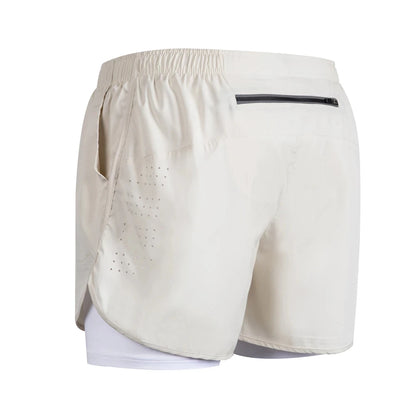 Summer Men's Reflective Running Shorts Fitness Quick Drying Double-Layer Shorts Men's Exercise Training Bodybuilding Shorts