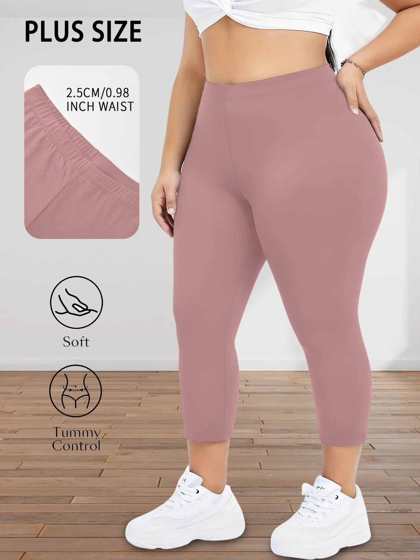 Plus Size Super Soft Capri Pants for Women No See Through Workout Running Yoga Athletic Leggings