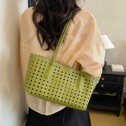 Fashion woman shoulder bags for women 2026 brand luxury designer bag female totes purses ladies woven shoulder handbag summer