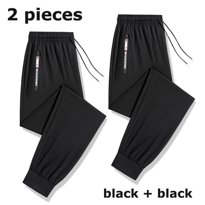 Men's Athletic Stretchy Quick Dry Pants with Zipper Pockets Lightweight Sweatpants for Outdoor Hiking Fishing Running Workout