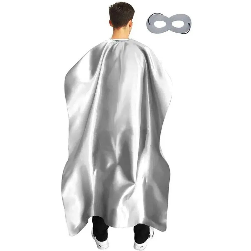 2Pcs/Set Solid Color Adult Superhero Cape with Eye Mask Cosplay Costume Long Cape Halloween Superhero Cloak Dress Up