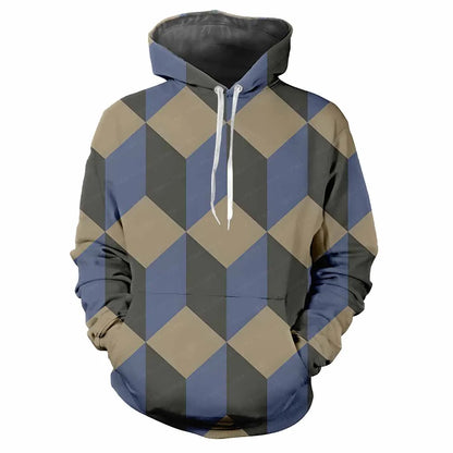 2024 Fashion Minimalist Plaid 3D Printed men's Tops Casual Soft Comfort Elegant men's Hoodies Personalize Outdoor Sports Hoodie