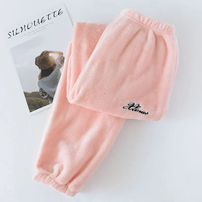 Couples' autumn and winter warm pants home pants ladies pajamas bottoms flannel thick coral fleece couple pants men