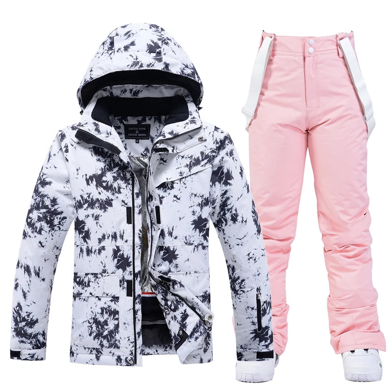Fashion, Waterproof Snow Suit Sets for Women, Snowboarding Clothing, Ski Costumes, Winter Wear, Jacket Strap Pant for Girl's