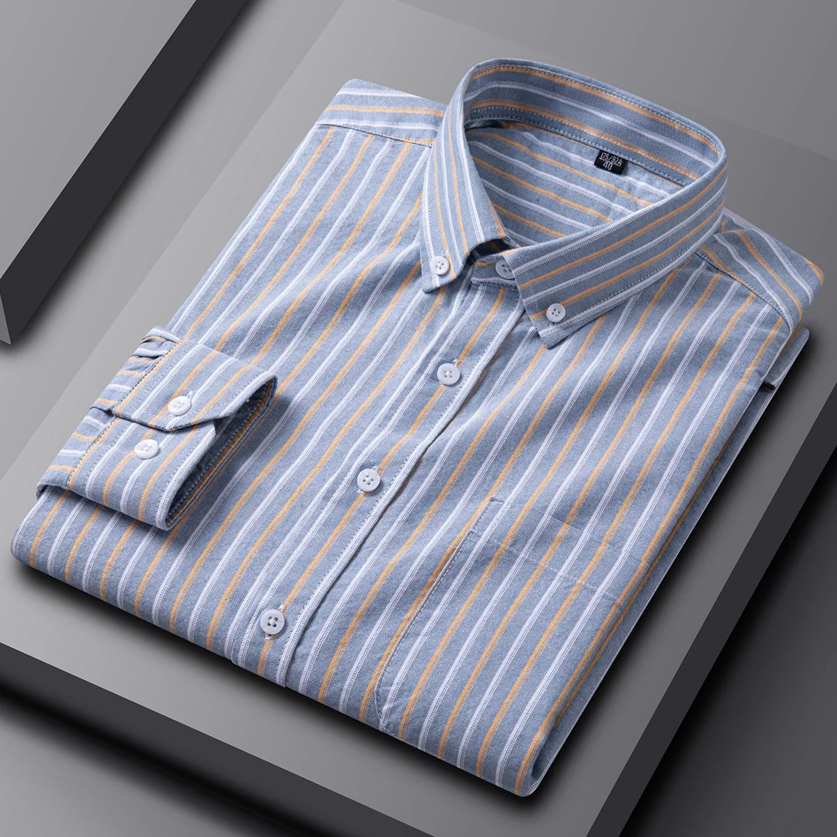 New in Shirt 100% Cotton Oxford Plaid Long Sleeve Shirts for Man Slim Fit Formal Plain Shirt Soft Striped Casual Elegant Clothes