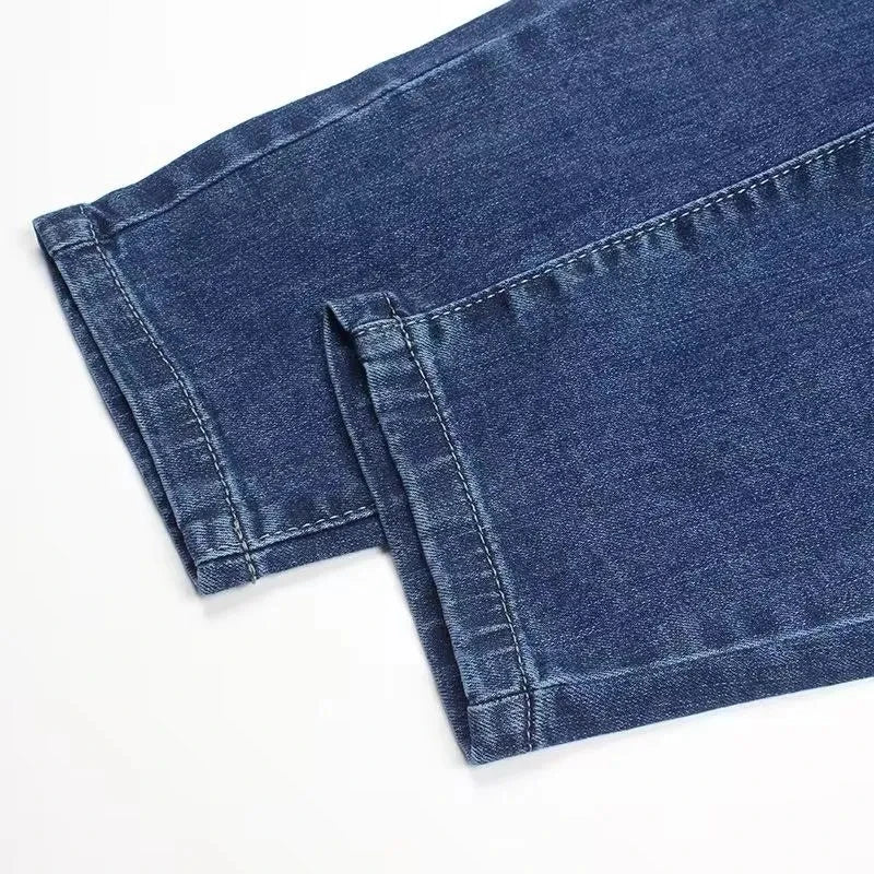 Women's Jeans Streetwear 2025 Spring Autumn New Elastic high waisted Harun pants Female Pocket Casual Denim Nine points Pants