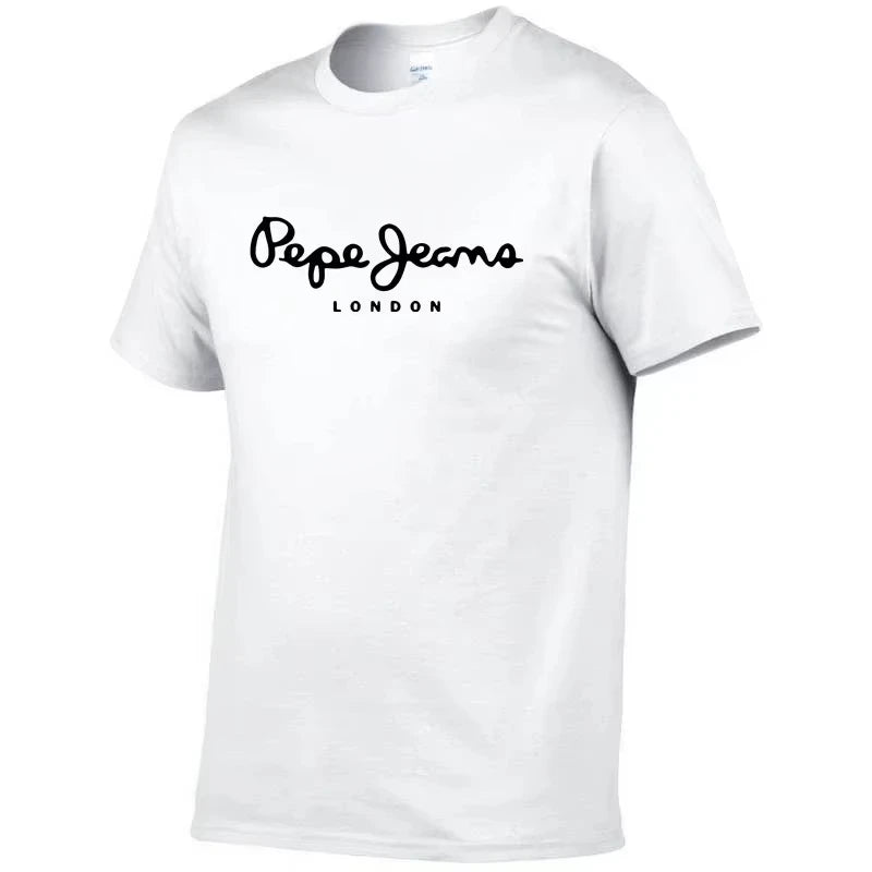 2026 New Pepe Jeans London Logo T-Shirt, Summer Men's Short-Sleeve Trendy Fashionable Pure Cotton Top, Street Style T-Shirt Clot