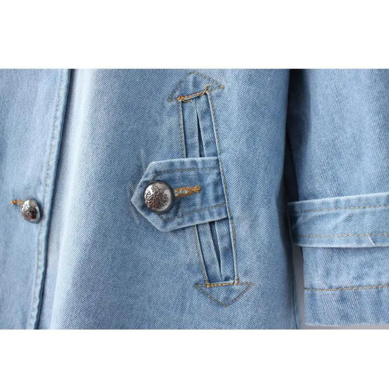 Denim Cape Coat Female Jacket Double Breasted Jackets Women Office Lady Windbreaker Denim Basic Coats 2024 Autumn Overcoat