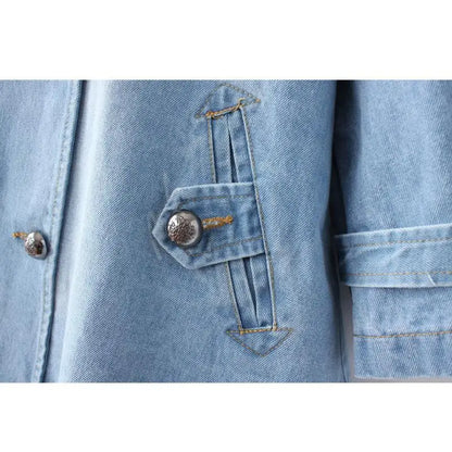 Denim Cape Coat Female Jacket Double Breasted Jackets Women Office Lady Windbreaker Denim Basic Coats 2024 Autumn Overcoat