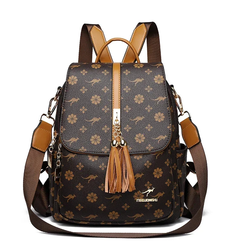 Ladies Backpack Designer High Quality Leather Women Bag Luxury Fashion Printing Large Capacity Backpacks Sac