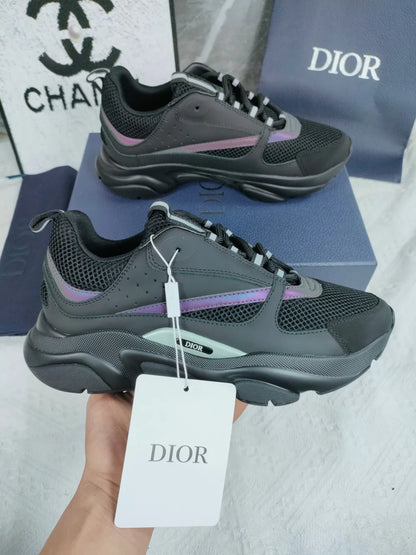 Men's Sport Shoes High Version B22 Cowhide Lightweight Breathable Mesh Contrast Color Laces Reflective Comfortable Unisex