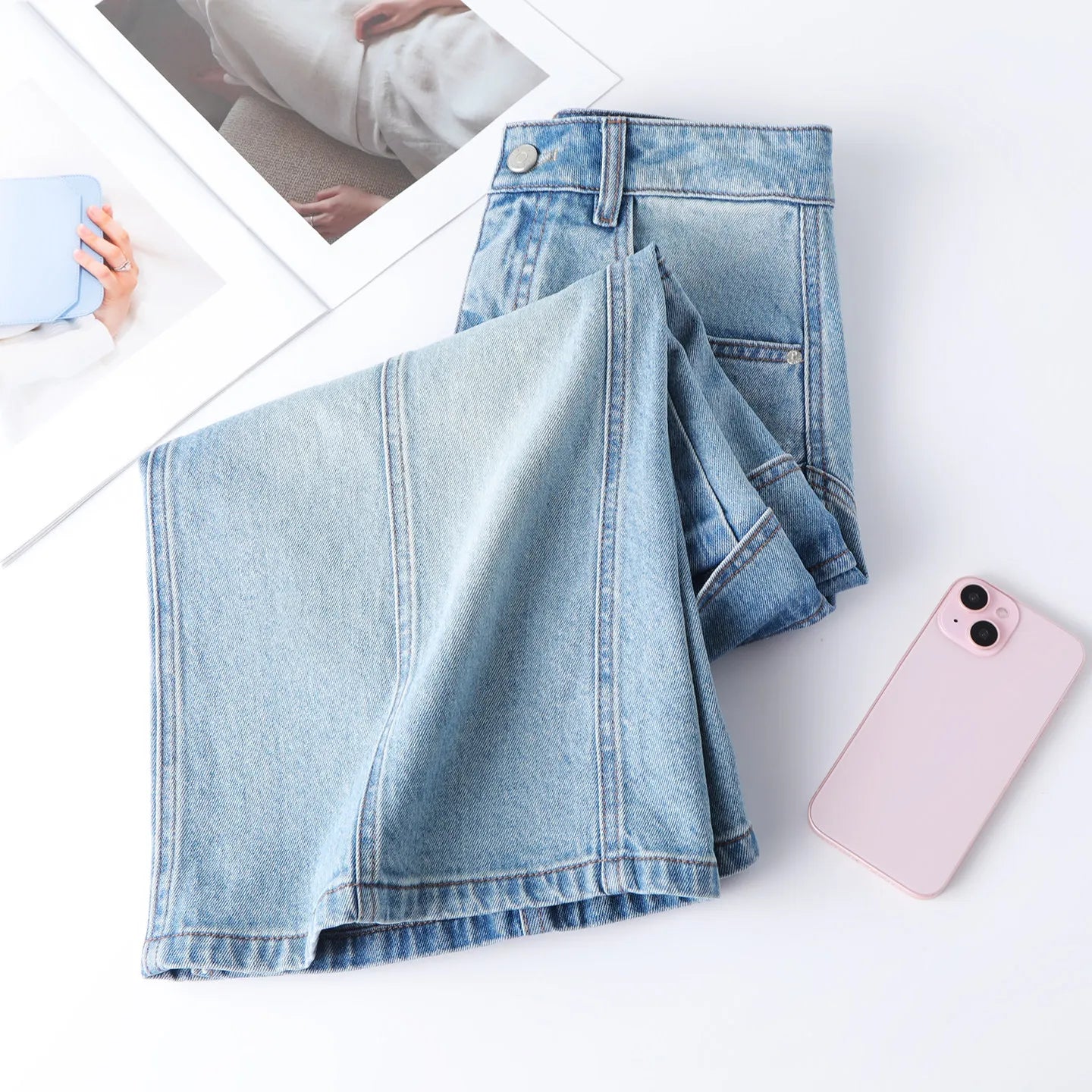 ZJYT High Street Fashion Denim Skirts for Women Summer 2026 New High Waist Casual Blue Midi Skirt Ladies Faldas Female Clothes