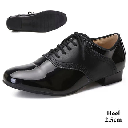 Men Latin Dance Shoes For Rumba Waltz Ballroom Party Salsa Tango Modern Dance Shoes Patent/Matte Leather Boy's Dance Sneaker