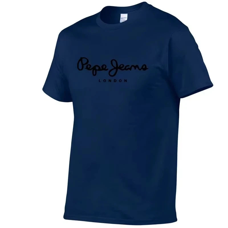 2026 New Pepe Jeans London Logo T-Shirt, Summer Men's Short-Sleeve Trendy Fashionable Pure Cotton Top, Street Style T-Shirt Clot