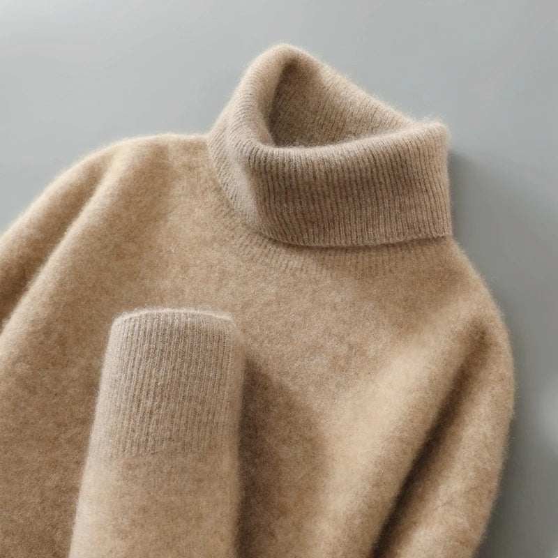 100% Wool High Neck Sweater with Pullover for Men, Autumn and Winter Warm and Full Sleeved Hot Selling New Knitted Base Sweater