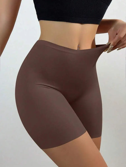 Seamless High Waist Square Leg Ice Silk Shorts Women Stretch Anti-Chafing Butt Lift Tummy Control