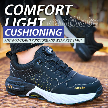 NEW Work Safety Shoes for Men Steel Toe Cap 4.0 KEVLAR Rotating Button Work Sneakers Anti-smash Puncture-Proof Shoes Work Boots