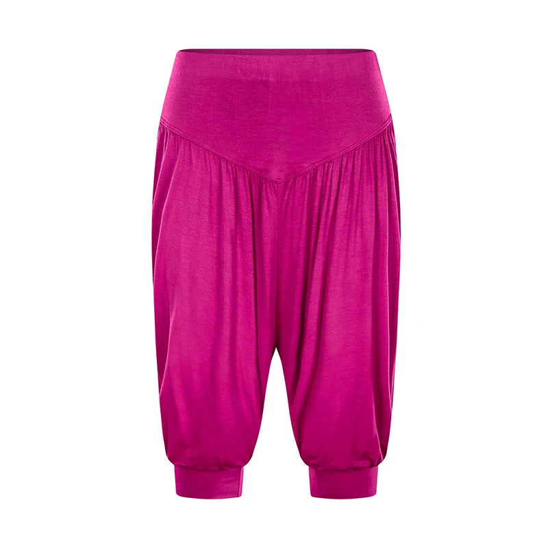 Summer Women Capri Pants Elastic Casual Loose High Waist Bloomers Joggers Sports Fitness Yoga Sweatpants Trousers