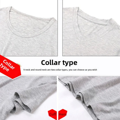 Summer Men's Modal Short Sleeve Shorts Set V-Neck Loose Fit Comfortable Sleepwear Home Clothes Mid-aged And Elderly Suitable