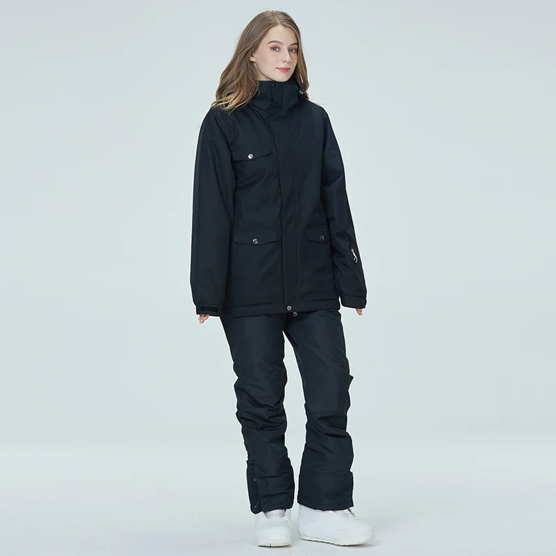 -35, Men and Women Snow Wear, Clothing for Snowboarding, Snow Ski Jacket and Pant Set, Snowboarding Clothing, Pure Color, Unsex