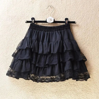 Gothic Lace Tutu Skirt Elastic Sexy Lace Mini Tulle Skirts Party Club Dancer Wear Black Bottoms High Street Y2k Women Clothing
