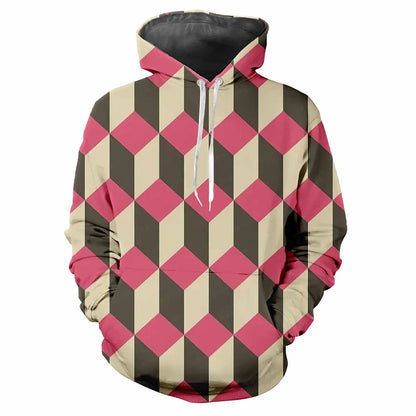 2024 Fashion Minimalist Plaid 3D Printed men's Tops Casual Soft Comfort Elegant men's Hoodies Personalize Outdoor Sports Hoodie