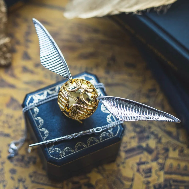 Golden Snitch Ring Box Golden Snitch Ring Box With Rotating Wings Premium Gold-Plated Metal Jewelry Box For Proposal Engagement