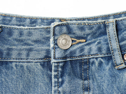 Spring new women's zipper style long mid waist ripped decorative rolled edge loose jeans