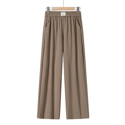 2026 Women's Solid Color Cropped Pants Soft Casual Plus Size Elastic Waist Pants High-quality Outdoor Spring Autumn Pants