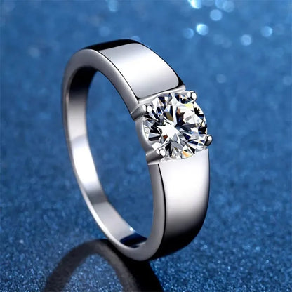 NeeTim 1ct 2ct D Moissanite Wedding Band Men Ring 925 Sterling Silver Engagement Rings For Man With Certificate Fine Jewelry