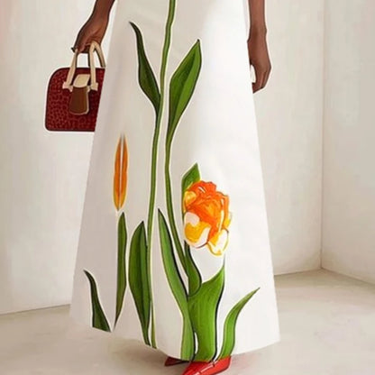 Gymystars Summer Evening Dresses Elegant Party Dresses 2026 Fashion Boat Neck Flower Print Luxurious Holiday Dress Trend Clothes