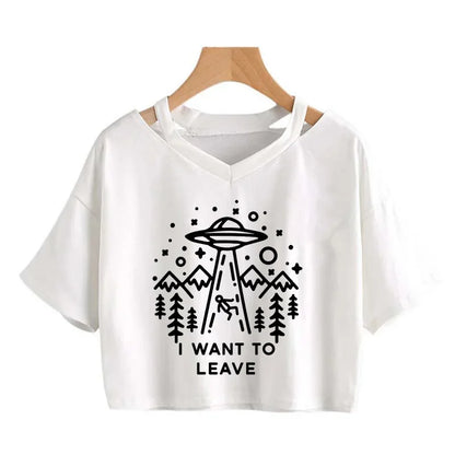 2000s Y2k Print Women Tee Shirt Harajuku Gothic Cropped Mange Tshirt Funny Graphic T-shirt Korean Style Casual Crop Tops Female