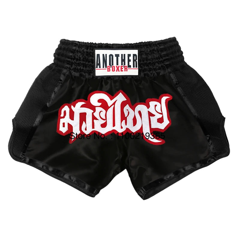 Muay Thai Fight Kickboxing Shorts Fitness Men Women Kids Boxing Shorts Embroidery Thailand Gym Training Black MMA Jujitsu Pants