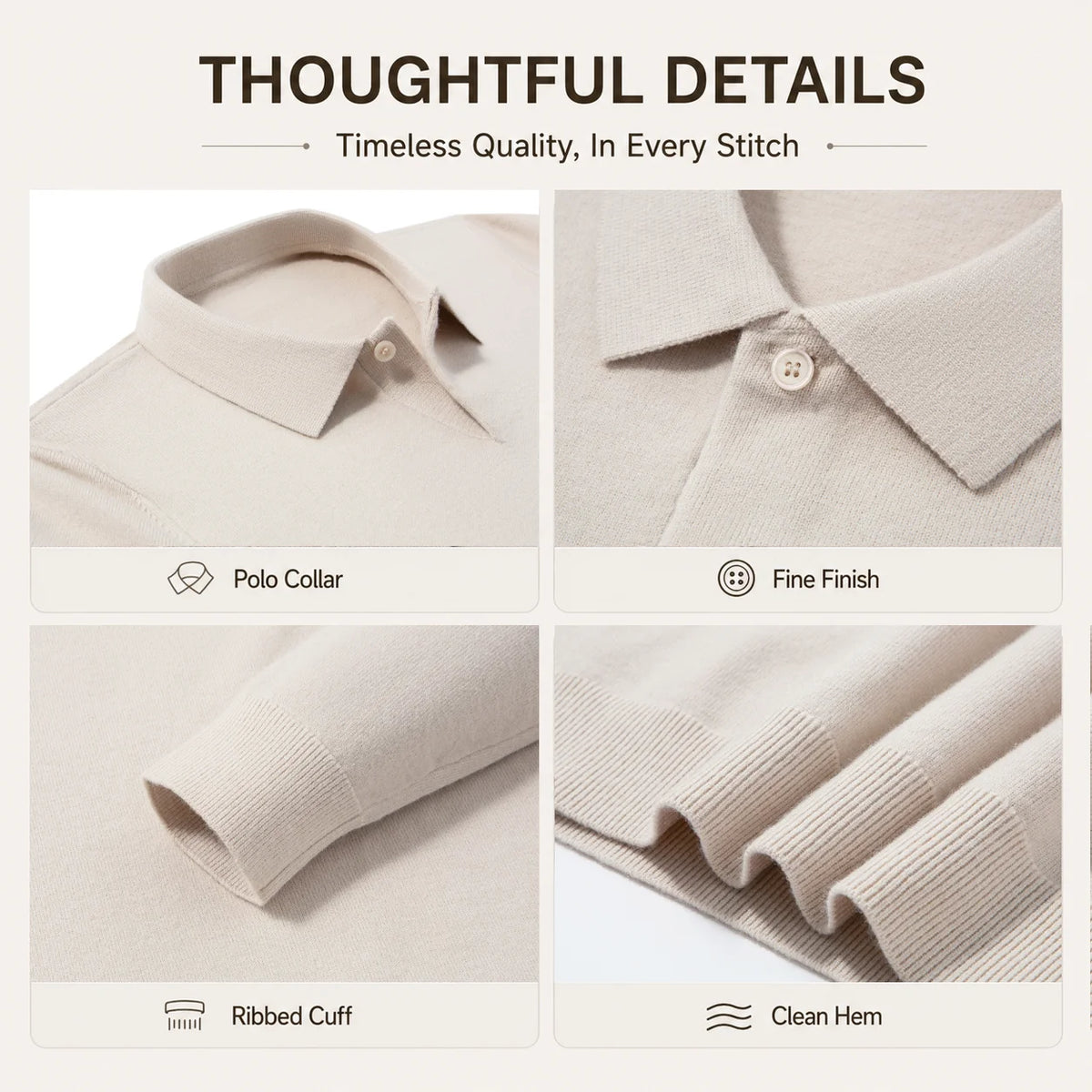 Men's Wool Blend Polo Sweater Heavyweight Warm Knitwear Anti-Pilling Soft Touch Long Sleeve Pullover Autumn Winter
