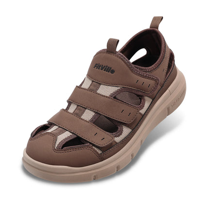 FitVille Men's Sandals Wide Design Diabetic Shoes Lightweight Breathable for Swollen Feet with Arch Support Sandals