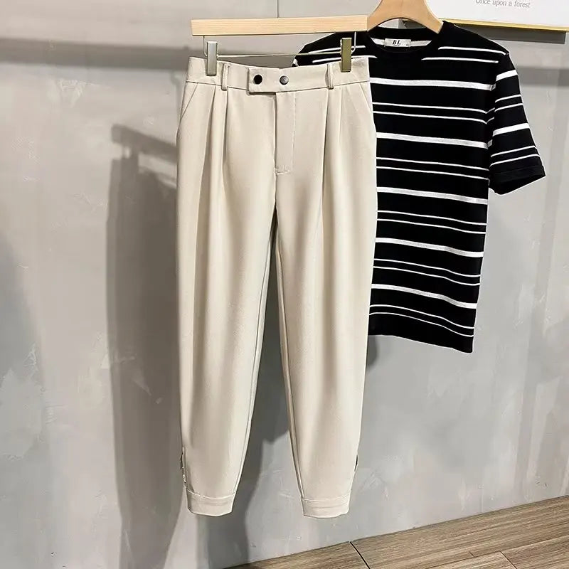 Luxury Fashion Straight Men's Casual Pants Spring Summer Harem Business Formal Male Trousers Trendy Brand