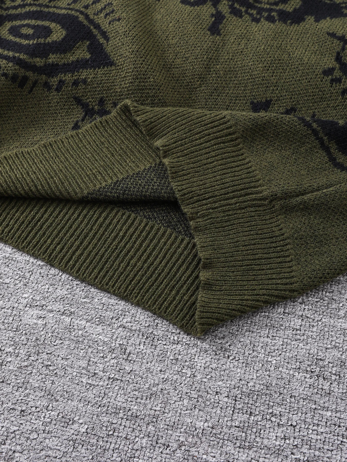 New Trendy Autumn and Winter Abstract Eye Jacquard Pattern Pullover Sweater Casual Round Neck Knitted Men's Pullover