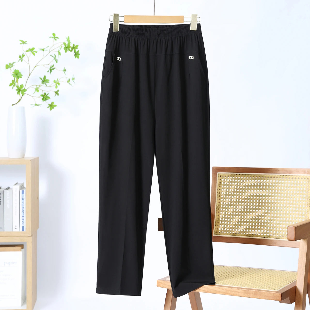 Summer women's soft pants/Capri pants plus size casual pants 2025 elastic waist office casual outdoor pants