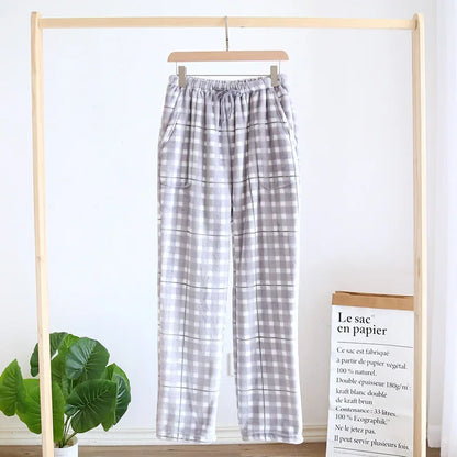 New Autumn and Winter Flannel Men's Pajama Pants Trousers Plus Velvet Thickened Lattice