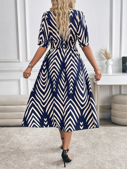 Elegant Directed Large Swing Geometric Pattern Dress Women's Fashion Casual Skirt