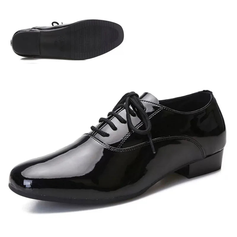 Men Latin Dance Shoes For Rumba Waltz Ballroom Party Salsa Tango Modern Dance Shoes Patent/Matte Leather Boy's Dance Sneaker