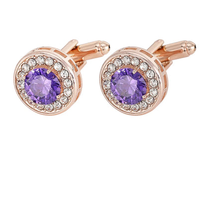 Men Luxury Vintage Metal Cufflinks Zircon Cuffs French Square Buckle Shirt Crystal Copper Cuffs