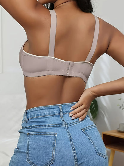 6pcs Seamless Tassel Decor Wireless Bra, Comfortable Push-Up Bra, - Adjustable Strap,