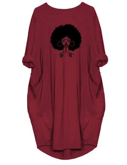 Plus Size Women Short Sleeve O-Neck Loose Casual Dresses  High Street Unisex style Double Pockets Oversize Loose Outerwear Top