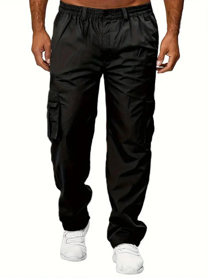 Men's Cargo Pants Sweatpants Outdoor Loose Straight Long Trousers Summer Casual Multi-Pocket Durable Workwear Male Trousers