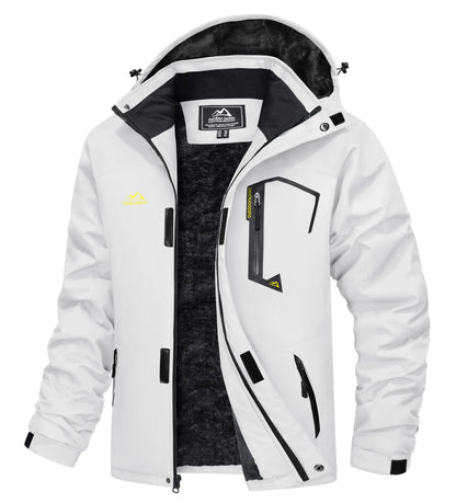 Men's Water-Resistant Ski Jacket Winter Fleece Lined Snow Coat Warm Windproof Outdoor Jacket
